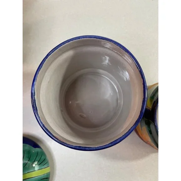 Mexican Blue Talavera Pottery Canister Set of 2 Sunflower w/ Lids - Picture 14 of 16